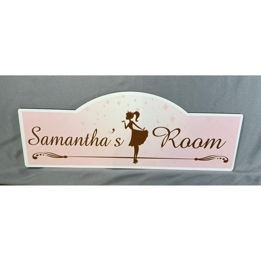 Samanthas Room Personalized Wall Sign Pink Princess Silhouette Plaque 16in